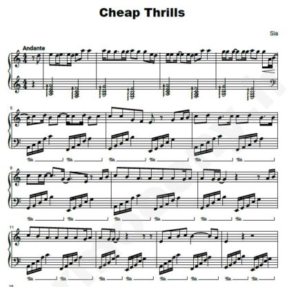 نت پیانو sia Cheap Thrills