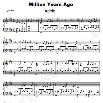 نت پیانو Million Years Ago Adele