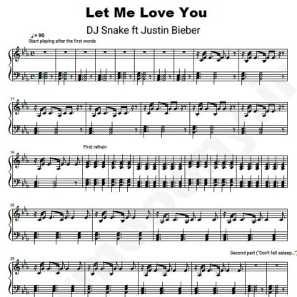 نت پیانو Let Me Love You