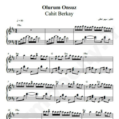 نت پیانو Olurum Onsuz