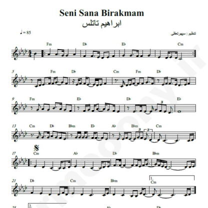 نت کیبورد Seni Sana Birakmam ابراهیم تاتلیس
