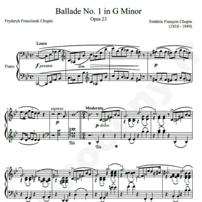 نت پیانو Ballade No. 1 Op. 23 in G Minor شوپن