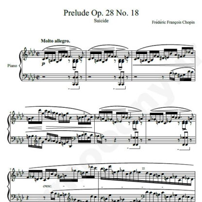 نت پیانو Prelude op.28 no.18 in F minor شوپن