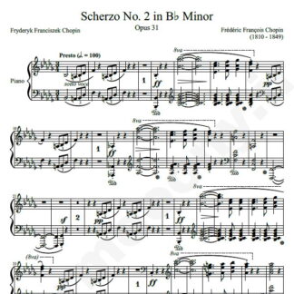 نت پیانو Scherzo No. 2 Opus 31 in B Minor شوپن