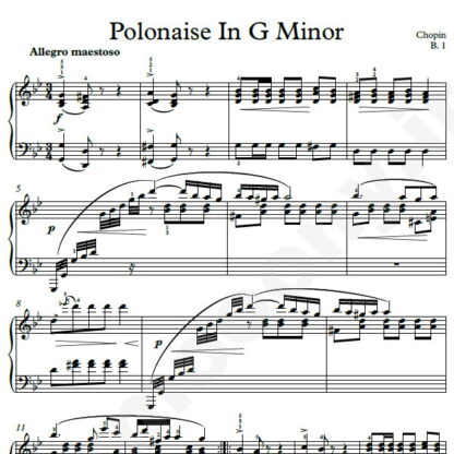 نت پیانو Chopin Polonaise In G Minor B.1 شوپن