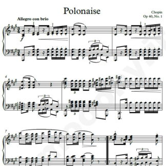 نت پیانو Chopin Polonaise Opus 40 No 1 In A Major