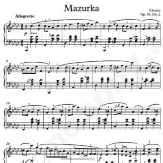 نت پیانو Chopin Mazurka Opus 59 No 2