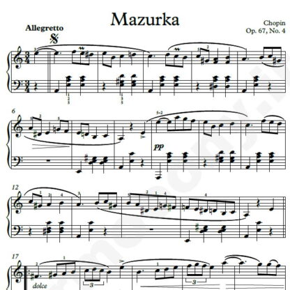 نت پیانو Chopin Mazurka Op.67 No.4
