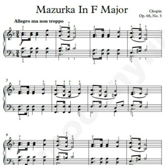 نت پیانو Chopin Mazurka Opus 68 No 3