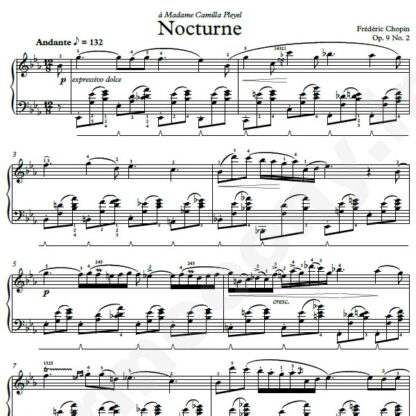 نت پیانو Chopin Nocturne No.02 Op.9 No.2 in Eb Major