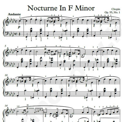 نت پیانو Chopin Nocturne No.15 Op.55 No.1 In F Minor