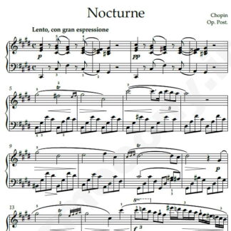 نت پیانو Chopin Nocturne No.20 Op. Posth p.1 No.16 C sharp minor