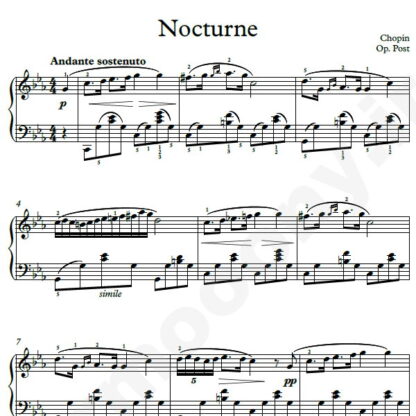 نت پیانو Chopin Nocturne No.21 Op. Posth p.2 No.8 C Minor