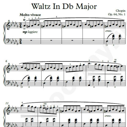 نت پیانو Chopin Waltz No.06 Op.64 No.1 In D flat major