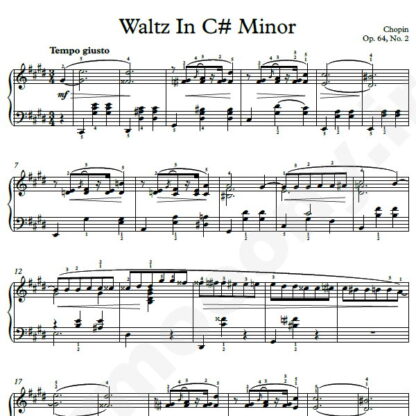 نت پیانو Chopin Waltz No.07 Op.64 No.2 In C sharp minor