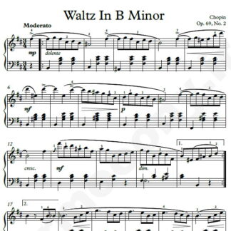 نت پیانو Chopin Waltz No.10 Op.69 No.2 In B minor