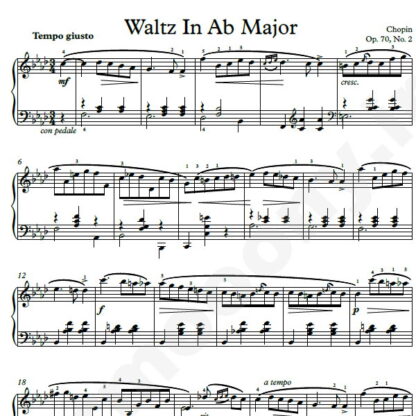 نت پیانو Chopin Waltz No.12 Op.70 No.2 in Ab Major