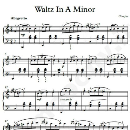 نت پیانو Chopin Waltz No.19 Op.Posth in A Minor