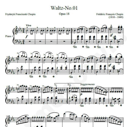 نت پیانو Chopin Waltz No.01 Op.18 in E-flat major