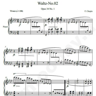 نت پیانو Chopin Waltz No.02 Op.34 No.1 In A-flat major