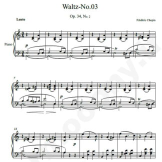 نت پیانو Chopin Waltz No.03 Op.34 No.2 In A minor