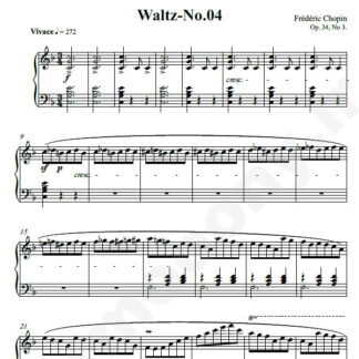 نت پیانو Chopin Waltz No.04 Op.34 No.3 In F major