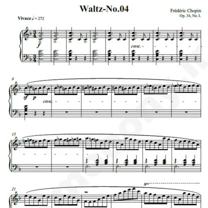 نت پیانو Chopin Waltz No.04 Op.34 No.3 In F major