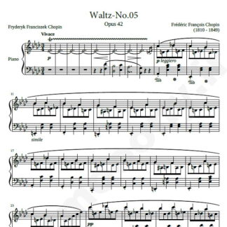 نت پیانو Chopin Waltz No.05 Op.42 In A-flat major