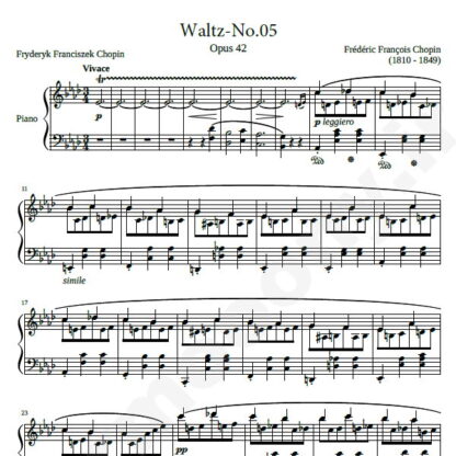 نت پیانو Chopin Waltz No.05 Op.42 In A-flat major