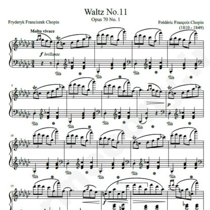 نت پیانو Chopin Waltz No.11 Op.70 No.1 In G-flat major