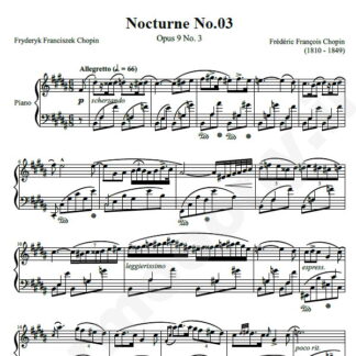نت پیانو Chopin Nocturne No.03 Op.09 No.3 in B major