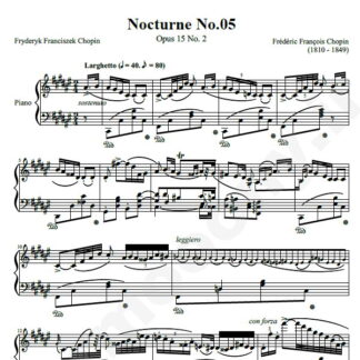نت پیانو Chopin Nocturne No.05 Op.15 No.2 in F-Sharp major
