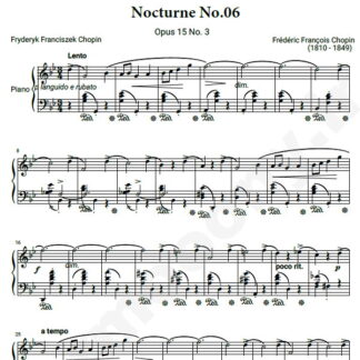 نت پیانو Chopin Nocturne No.06 Op.15 No.3 in G minor