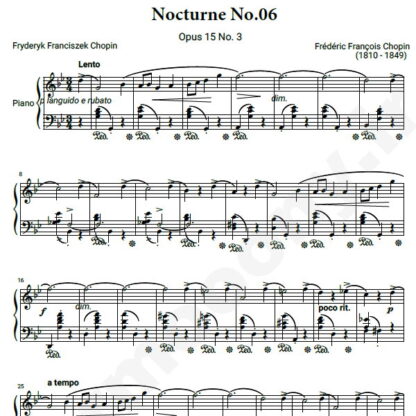 نت پیانو Chopin Nocturne No.06 Op.15 No.3 in G minor