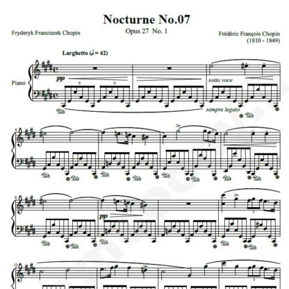 نت پیانو Chopin Nocturne No.07 Op.27 No.1 in C-Sharp Minor