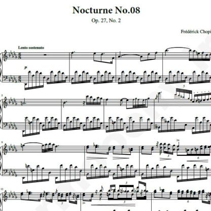 نت پیانو Chopin Nocturne No.08 Op.27 No.2 in D-Flat major