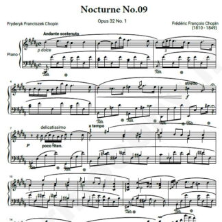 نت پیانو Chopin Nocturne No.09 Op.32 No.1 in B major