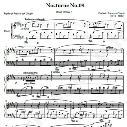 نت پیانو Chopin Nocturne No.09 Op.32 No.1 in B major