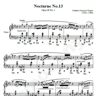 نت پیانو Chopin Nocturne No.13 Op.48 No.1 in C minor