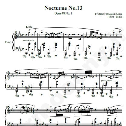نت پیانو Chopin Nocturne No.13 Op.48 No.1 in C minor