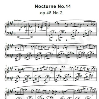 نت پیانو Chopin Nocturne No.14 Op.48 No.2 in F-sharp minor