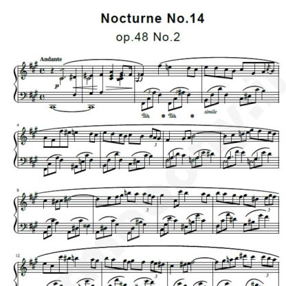 نت پیانو Chopin Nocturne No.14 Op.48 No.2 in F-sharp minor