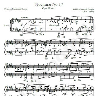 نت پیانو Chopin Nocturne No.17 Op.62 No.1 in B major