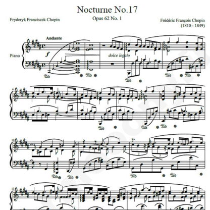 نت پیانو Chopin Nocturne No.17 Op.62 No.1 in B major
