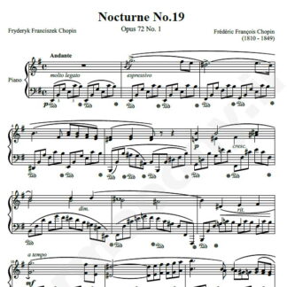 نت پیانو Chopin Nocturne No.19 Op.72 No.1 in E minor
