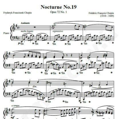 نت پیانو Chopin Nocturne No.19 Op.72 No.1 in E minor