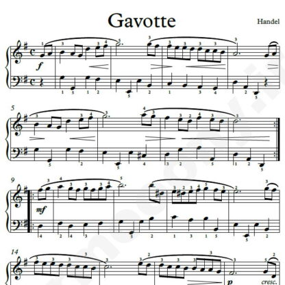 نت پیانو Gavotte In G Major هندل