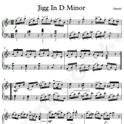 نت پیانو Jigg In D Minor هندل