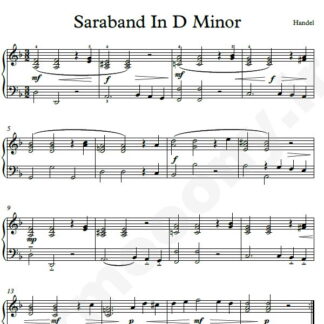 نت پیانو Saraband In D Minor هندل