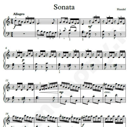 نت پیانو Sonata In C Major هندل